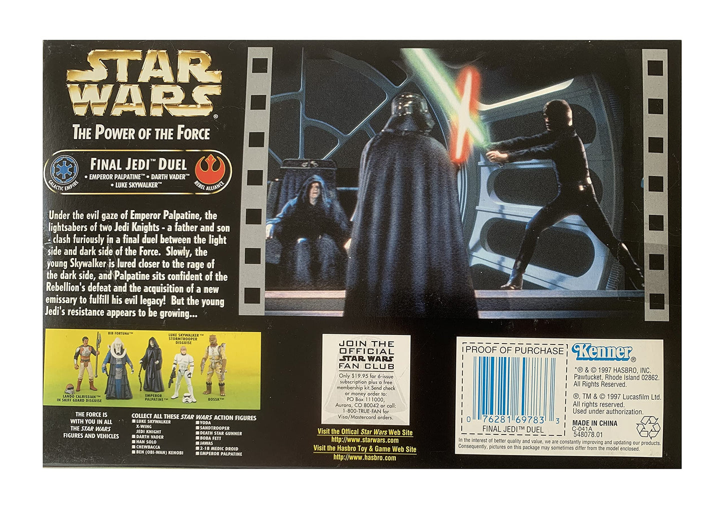 Vintage Star Wars 1997 The Power Of The Force Cinema Scene - Final Jedi Dual - Emperor Palpatine, Darth Vader & Luke Skywalker Action Figure 3 Pack - Brand New Shop Stock Room Find