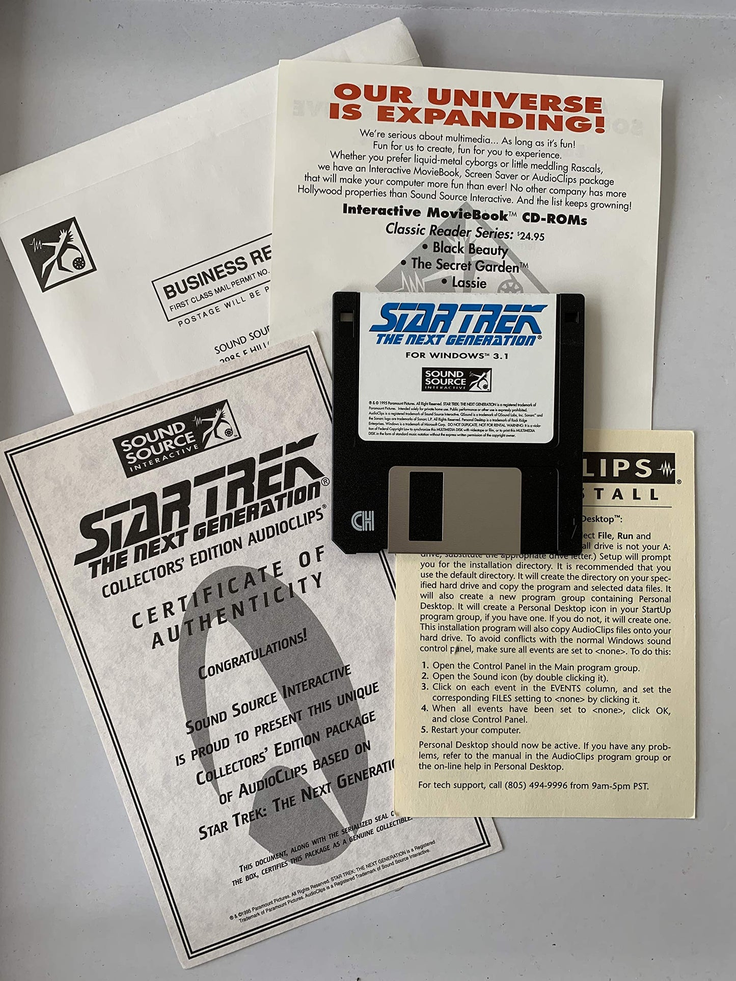 Vintage 1995 Star Trek The Next Generation Talking Software For Windows - Virtual Reality Audioclips Collectors Edition - Former Shop Counter Display Item