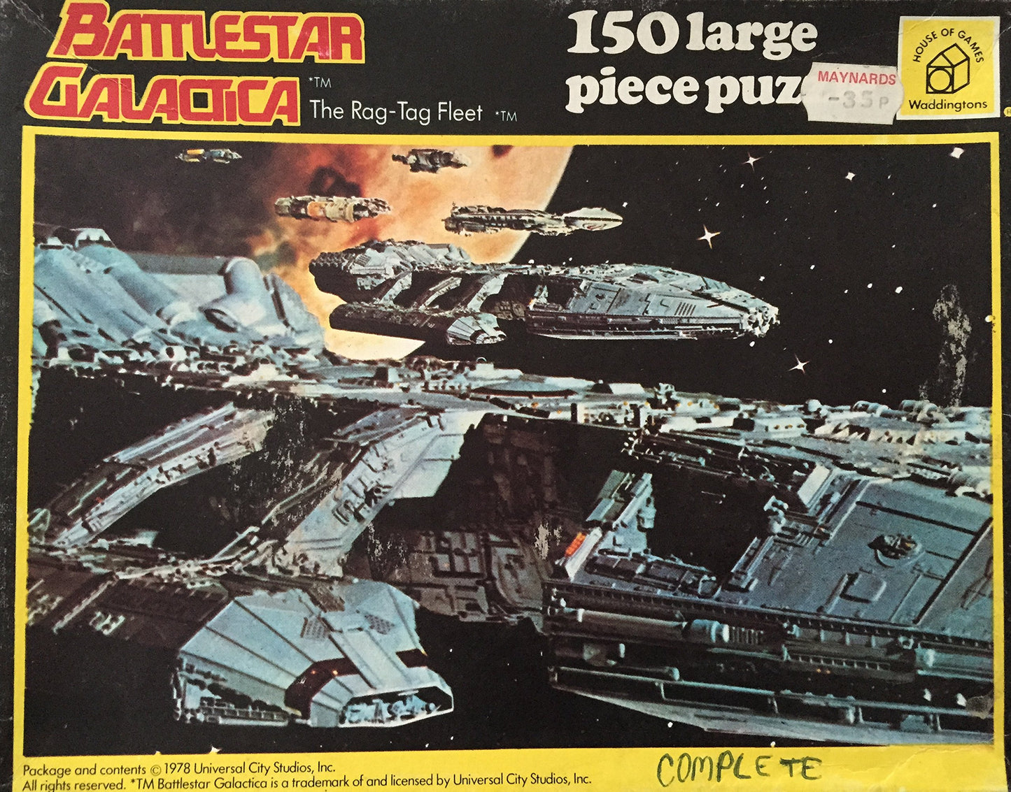 Battlestar Galactica Vintage 1978 Waddingtons 150 Large Piece Jigsaw Puzzle Number 138C The Rag-Tag Fleet Complete In The Original Box