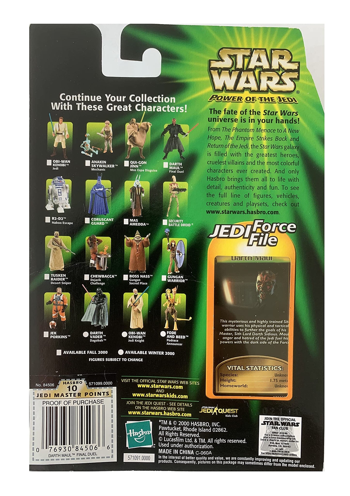 Vintage 2000 Star Wars Power Of The Jedi Collection 1 Darth Maul Final Duel Action Figure - Brand New Shop Stock Room Find
