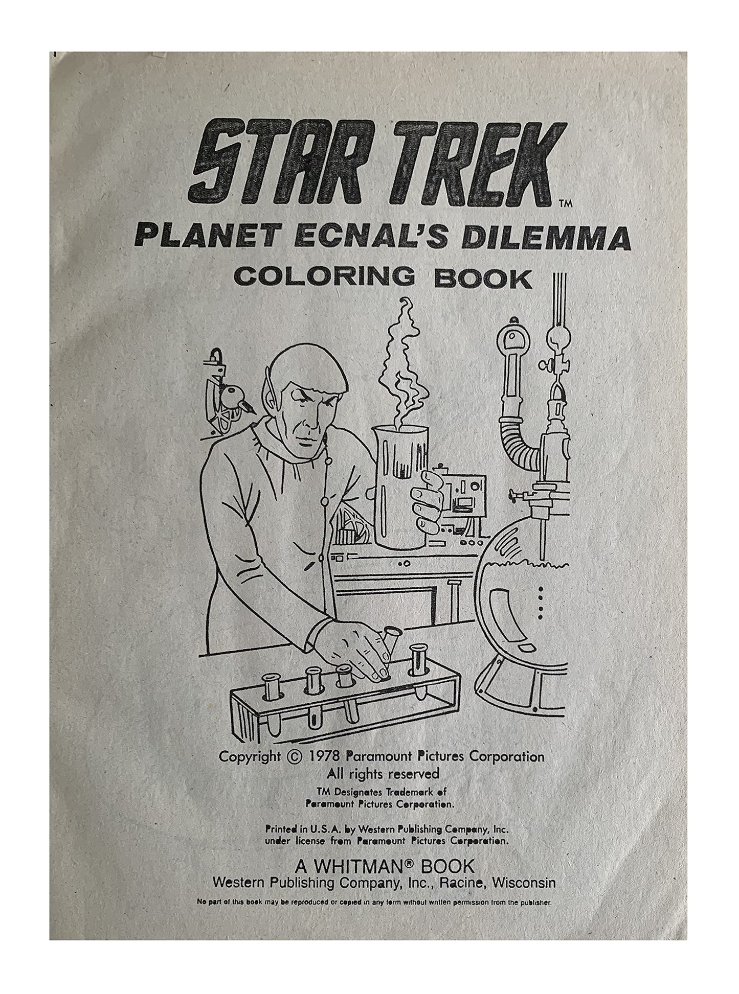 Vintage 1978 Star Trek Planet Ecnal's Dilema Coloring Book