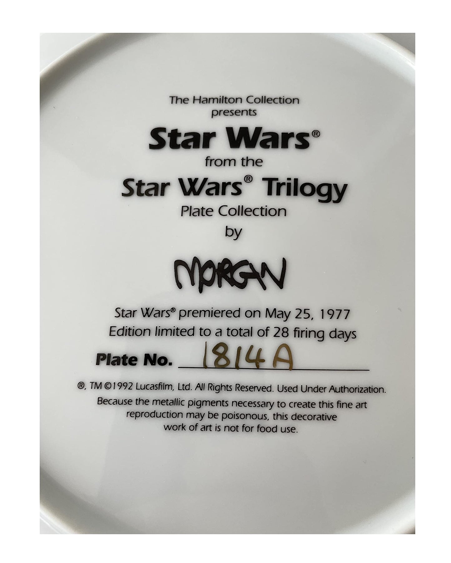 Vintage 1993 Star Wars Trilogy - A New Hope Montage- Hamilton Collection Limited Edition Collectors Plate With Certificate Of Authenticity - Brand New Shop Stock Room Find