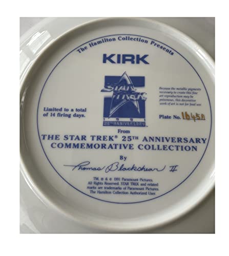 Vintage 1991 Star Trek The Original Series Captain James T Kirk 25th Anniversary Commemorative Plate- Shop Stock Room Find