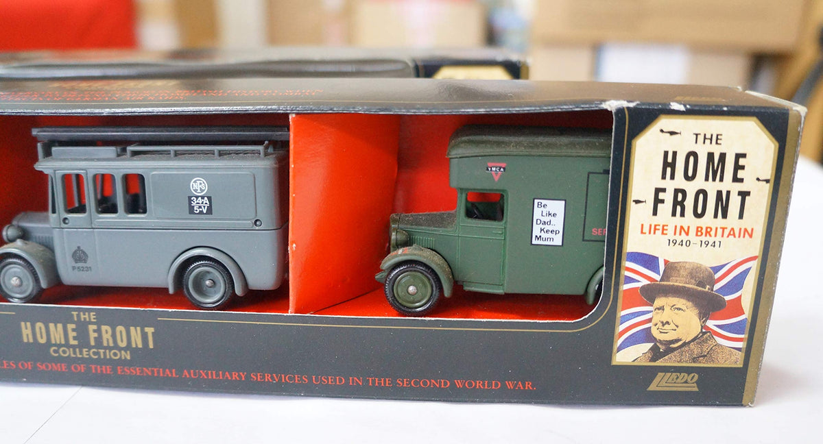 Vintage 1991 Lledo Promotional Models Of Days Gone Limited Edition The Home Front - Life In Britain 1940-1941 Three Vehicle Set New In Box - Shop Stock Room Find.