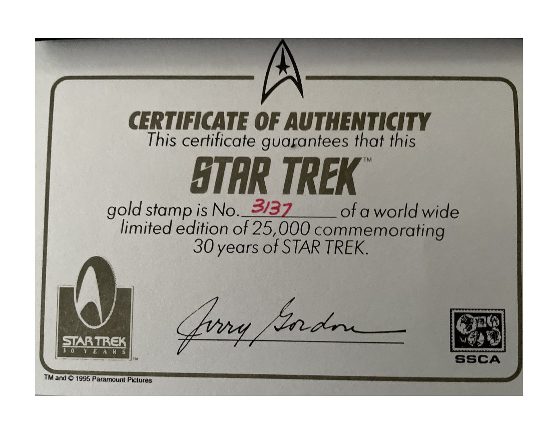 Vintage 1996 Star Trek The Original Series Limited Edition Gold  display picture 1
