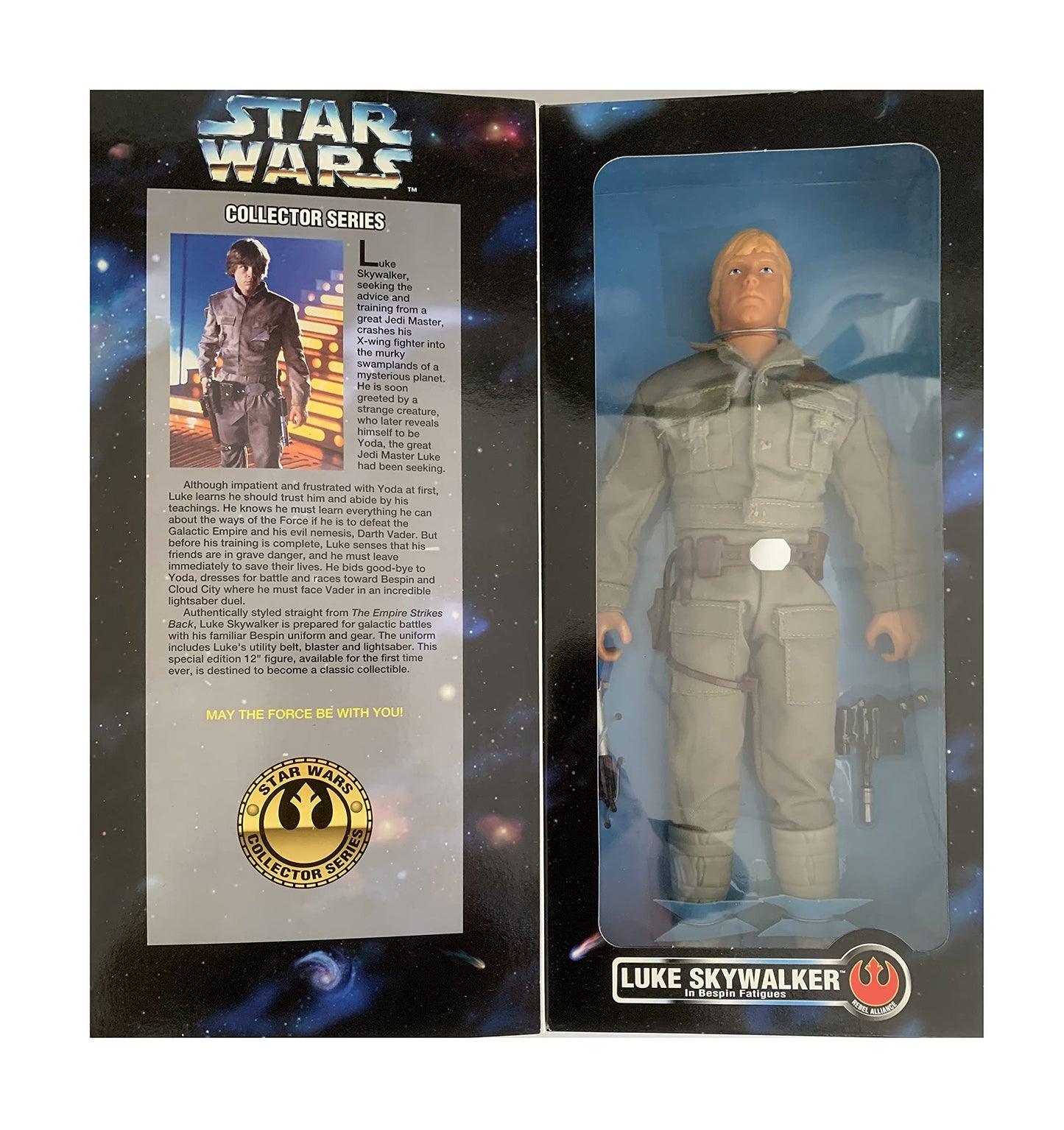 Vintage 1996 Star Wars Collector Series Luke Skywalker Bespin Fatigues 12 Inch Fully Poseable Action Figure, Authentically Styled Outfit and Accessories - Brand New Shop Stock Room Find