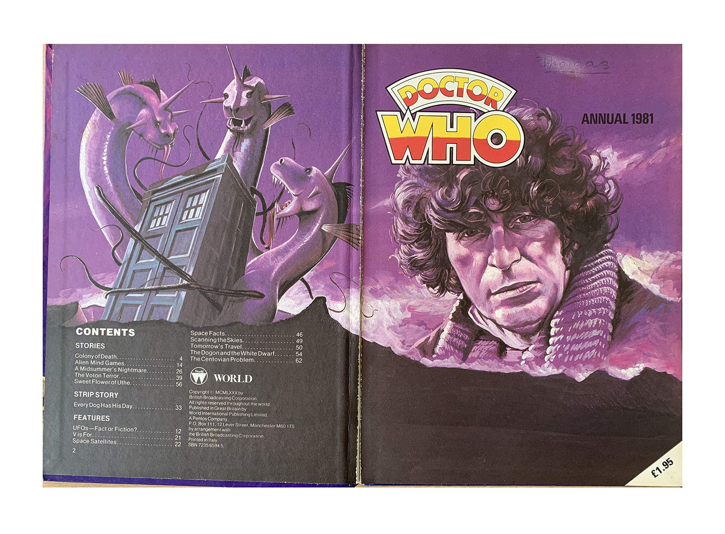 Vintage The Dr Who Annual 1981 Starring Tom Baker As The Doctor - Unsold Former Shop Stock