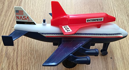 Vintage Ace Toy 1980's In The Year 2121 Space Shuttle Enterprise On A Nasa USA B747 Wind Up Auto Turn Around Action Air Plane Mint In Box