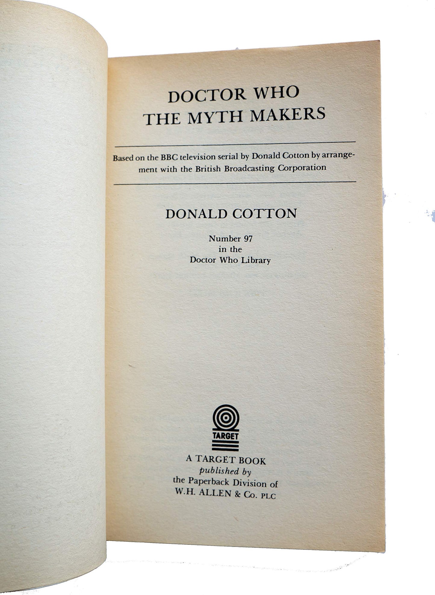 Doctor Who And The Myth Makers Target Paperback Novel 1985 By Donald Cotton