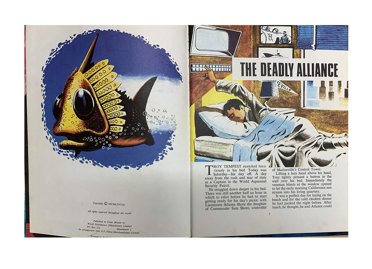 Vintage Gerry Andersons Stingray The Deadly Alliance Annual Style Story Book 1966
