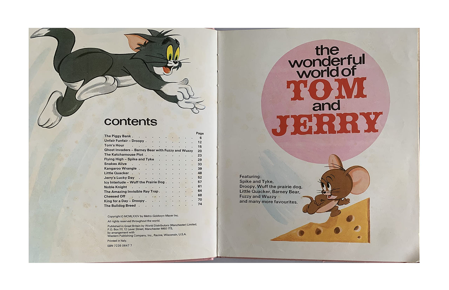 Vintage 1974 The Wonderful World Of Tom And Jerry - Large Annual Style Hardback Book