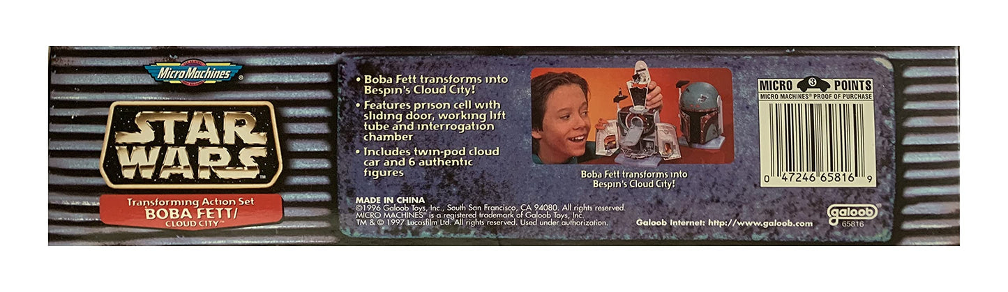 Vintage Ultra Rare 1997 Star Wars Micro Machines Boba Fett Head / Cloud City Transforming Action Play Set - Brand New Factory Sealed Shop Stock Room Find