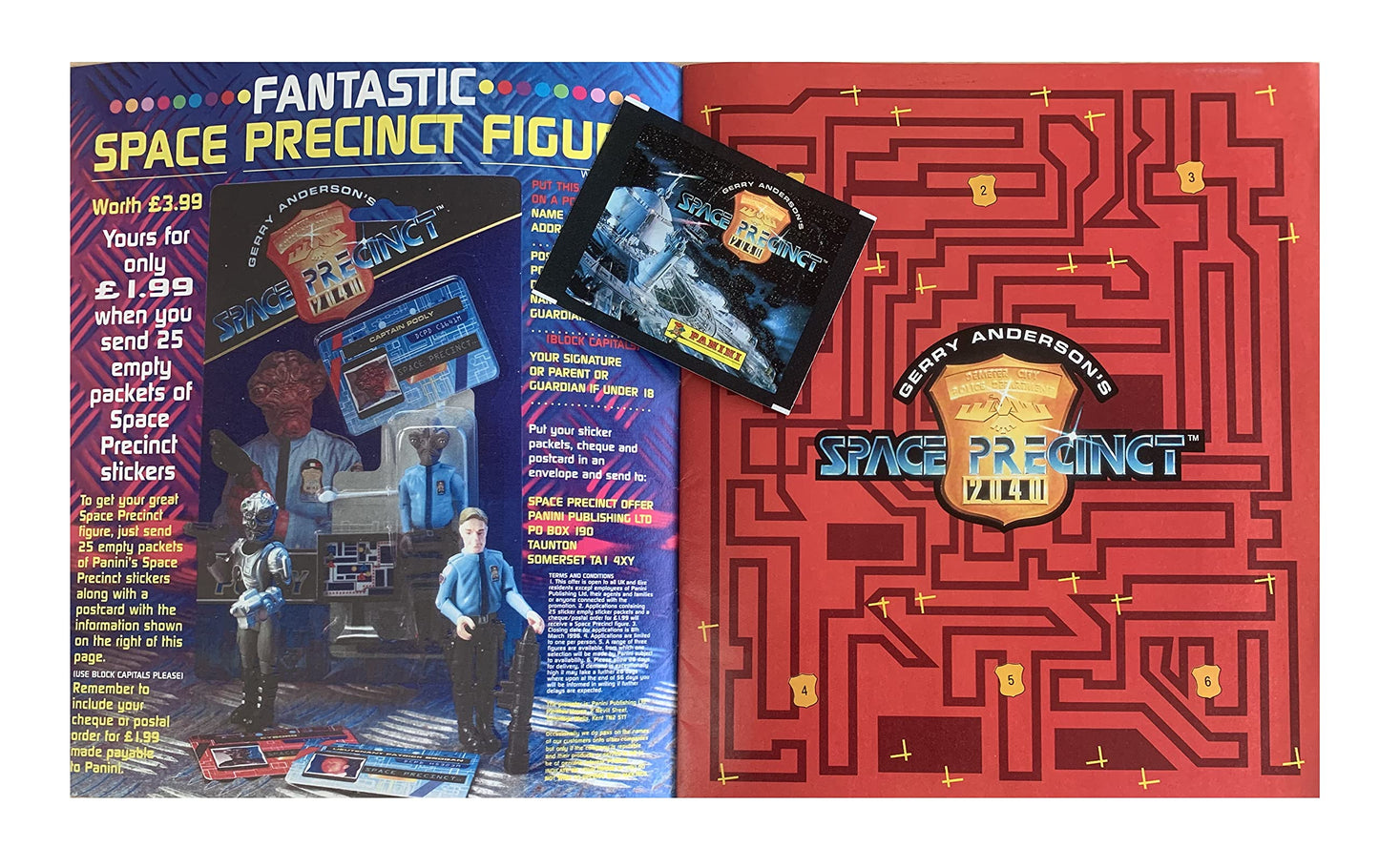 Vintage 1995 Gerry Andersons Space Precinct 2040 Comic File Number 001 - Fab First Issue 31st October 1995 - Includes The Free Gift Sticker Album & Pack Of Stickers - Unsold Shop Stock