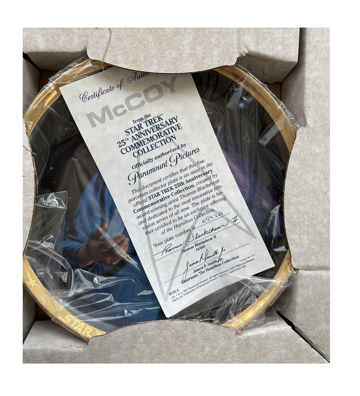 Vintage 1991 Star Trek The Original Series Dr Leonard McCoy 25th Anniversary Commemorative Plate - Shop Stock Room Find