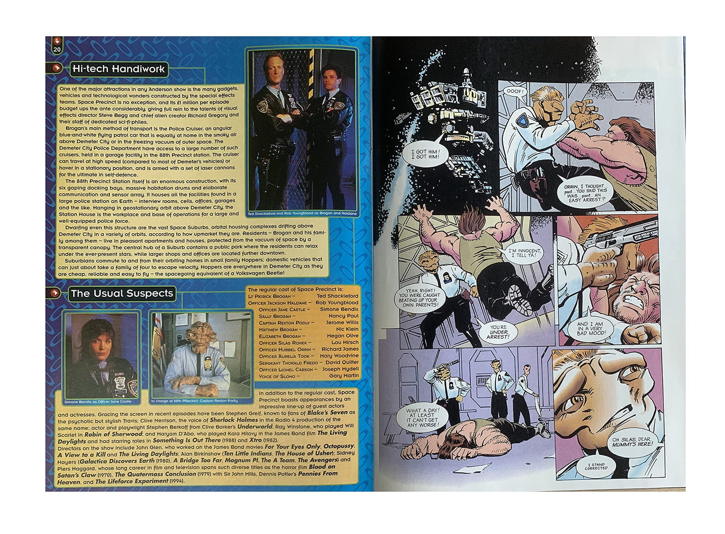 Vintage 1995 Gerry Andersons Space Precinct 2040 Comic File Number 001 - Fab First Issue 31st October 1995 - Includes The Free Gift Sticker Album & Pack Of Stickers - Unsold Shop Stock