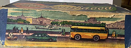 Vintage 1950's Tin Plate Childs Clock Work Bus Transportation Play Set - Fully Working - Ultra Rare …