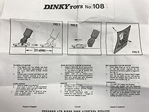 Vintage 1967 Gerry Andersons Joe 90 Dinky Toys Number 108 Sam Loover Sam's Car Diecast Replica Vehicle With Pull Back And Go Action - With Display Plinth & Original Box