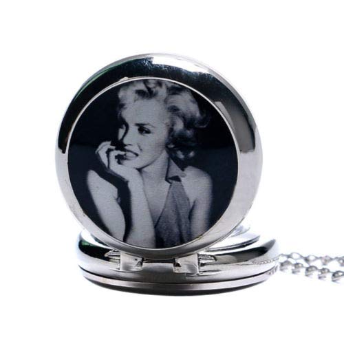 Marilyn Monroe Silver Novelty Pocket Watch/Necklace On 80cm Chain Quartz Watch …