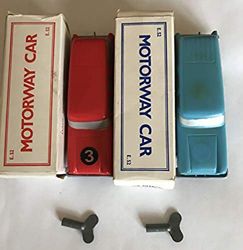 MOTORWAY Vintage 1950's / 1960's Louis Marx Set With Rare Yellow Track & Two Fast Long Running E.52 Cars 100% Complete In The Original Box …
