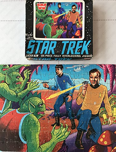 Star Trek Vintage 1973 Whitman 125 Large Piece Fully Interlocking Jigsaw Puzzle Number 7409 Animated Alien Attack With Captain Kirk And Mr Spock - Complete In The Original Box …