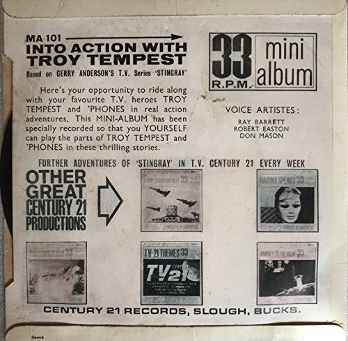 Vintage 1965 Gerry Andersons A Century 21 Production - Into Action With Troy Tempest - 33RPM Mini Album - 21 Minutes Of Adventure Vinyl Record