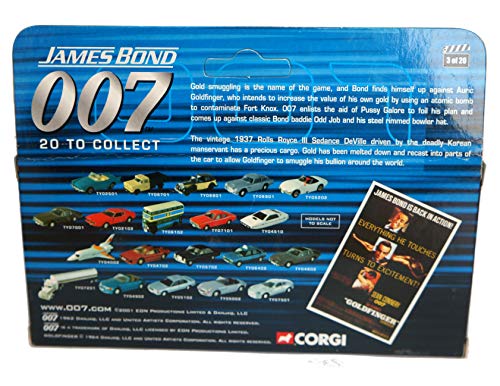 Vintage 2002 Corgi James Bond 007 Goldfinger - Rolls Royce 1:36 Scale Die-Cast Car Vehicle Replica Number TY06801 - Brand New Shop Stock Room Find