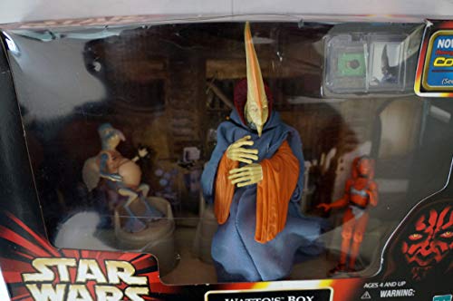Vintage Star Wars Episode 1 The Phantom Menace Wattos Box Action Figure Set 3 Pack With Exclusive Comm Talk Chip - Brand New Factory Sealed Shop Stock Room Find