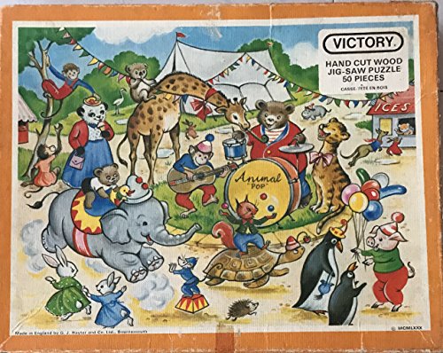 Vintage 1980 Victory Product 50 Piece Hand Cut Wood Jig-Saw Puzzle Animal Pop - Complete & In The Original Box …