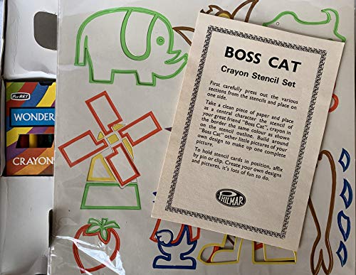 Boss Cat Vintage 1977 Philmar Hanna Barbera Productions Top Stencil And Crayon Set - Includes Press out Stencils and 6 Coloured Crayons - In The Original Box - Shop Stock Room Find …