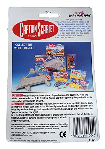 Vintage 1993 Gerry Andersons Captain Scarlet And The Mysterons Captain Scarlet's Spectrum Car Diecast Vehicle Model - Brand New Factory Sealed Shop Stock Room Find