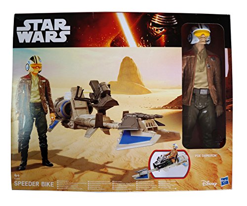 Star Wars The Force Awakens 12 Inch Poe Dameron With Speeder Bike Action Figure Set