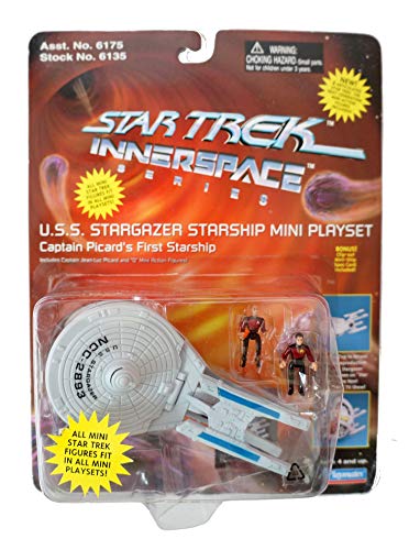 Vintage Star Trek Playmates Innerspace Series USS Stargazer NCC-2893 Mini Playset Captain Picards First Starship With Two Mini Figures - Brand New Factory Sealed Shop Stock Room Find