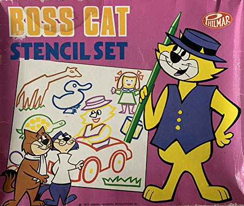 Boss Cat Vintage 1977 Philmar Hanna Barbera Productions Top Stencil And Crayon Set - Includes Press out Stencils and 6 Coloured Crayons - In The Original Box - Shop Stock Room Find …