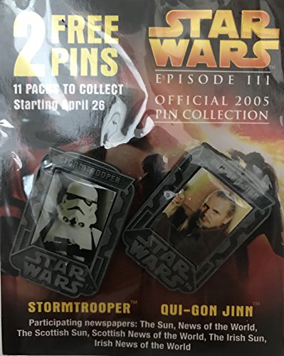 Star Wars Episode III The Revenge Of The Sith Official 2005 Pin Collection Promotional Pack - Stormtrooper & Qui-Gon Jinn - Brand New & Factory Sealed …