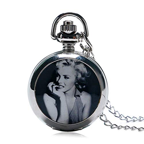 Marilyn Monroe Silver Novelty Pocket Watch/Necklace On 80cm Chain Quartz Watch …