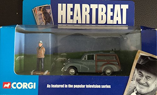 Vintage 2002 Heartbeat Corgi Classic's Morris Minor Traveller Die Cast Replica Model Vehicle with Mini Oscar figure - Brand New Shop Stock Room Find