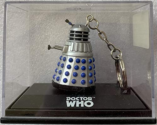 Vintage 2004 Doctor Dr Who Classic Silver & Blue Daleks Keyring In Plastic Case - Brand New Shop Stock Room Find
