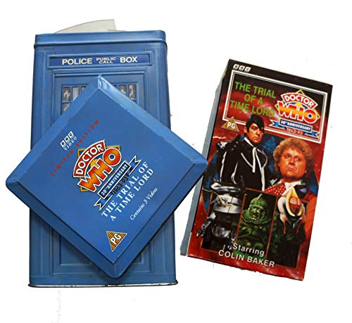 Vintage Dr Doctor Who The Trial Of A Time Lord Triple VHS Video Cassettes In A Limited Edition Collectable Tardis Tin - Shop Stock Room Find
