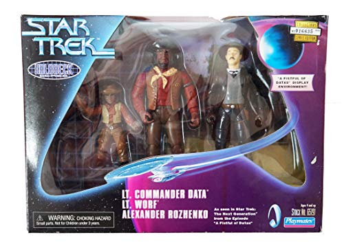 Vintage 1998 Star Trek The Next Generation Holodeck Series Lt. Commander Data, Lt. Worf and Alexander Rozhenko Action Figure Box Set