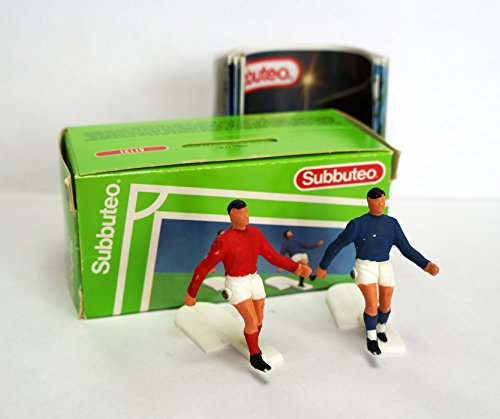 Vintage 1990's Subbuteo Table Soccer Football Game - Set Of Two Corner Kickers Figures Red And Blue Miniature .00 Scale - Ex Shop Stock