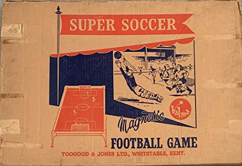 Vintage Balyna 1950's Super Soccer Table Top Magnetic 5 A Side Football Game Complete In The Original Box