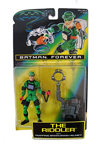 Vintage Batman Forever - The Riddler Action Figure With Trapping Brain Drain Helmet - Brand New Factory Sealed Shop Stock Room Find