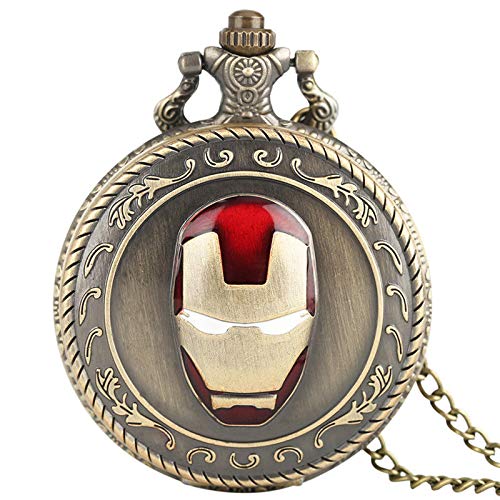 Marvels Iron Man Bronze Novelty Themed Quartz Pocket Watch 45mm Diameter On 32" Inch / 80cm Chain …