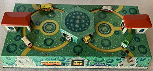 Vintage 1950's Tin Plate Childs Clock Work Bus Transportation Play Set - Fully Working - Ultra Rare …