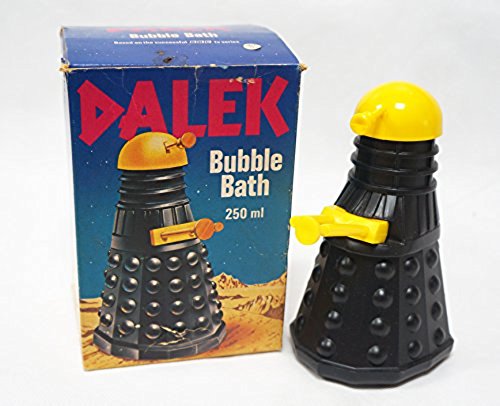 Vintage Dr Doctor Who 1976 Dalek Bubble Bath 250ml By The Water Margin Yellow And Black Blastic Dalek Full Of Bubble Bath In The Original Box - Ultra Rare Item - Shop Stock Room Find …