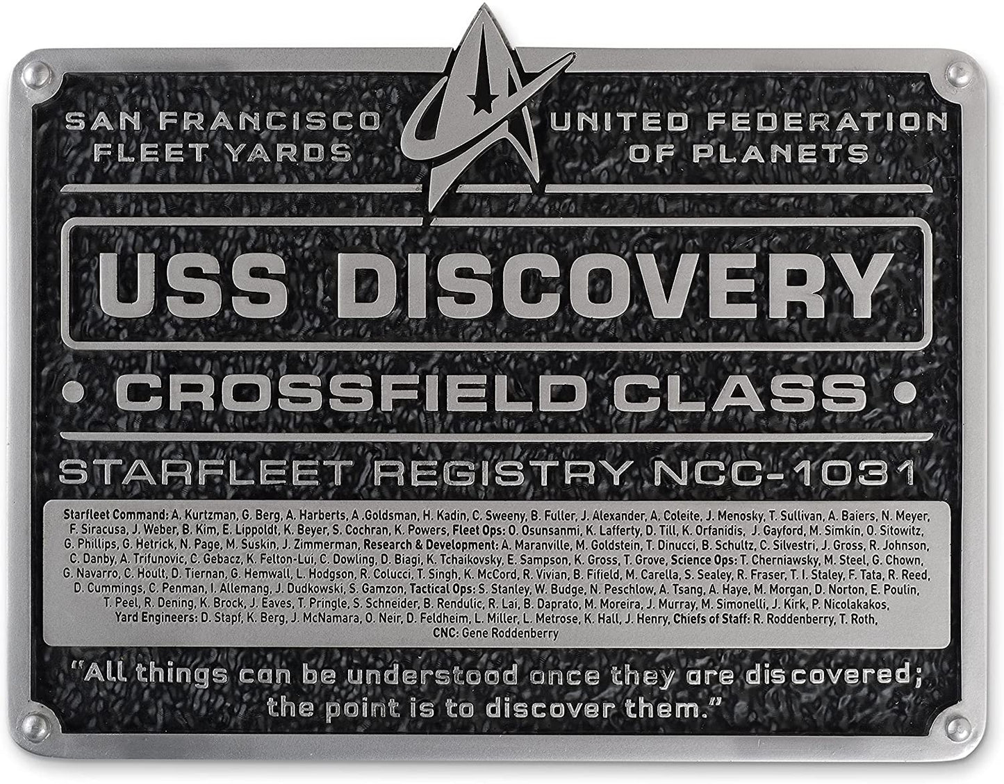 2018 Eaglemoss Star Trek Discovery - The U.S.S. Discovery NCC-1031 Dedication Plaque - Brand New Factory Sealed