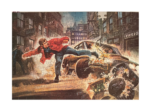 The Six Million Dollar Man Vintage 1976 Whitman 224 Large Piece Jigsaw Puzzle Number 7757 Animated Steve Austin Destroys Car - In The Original Box