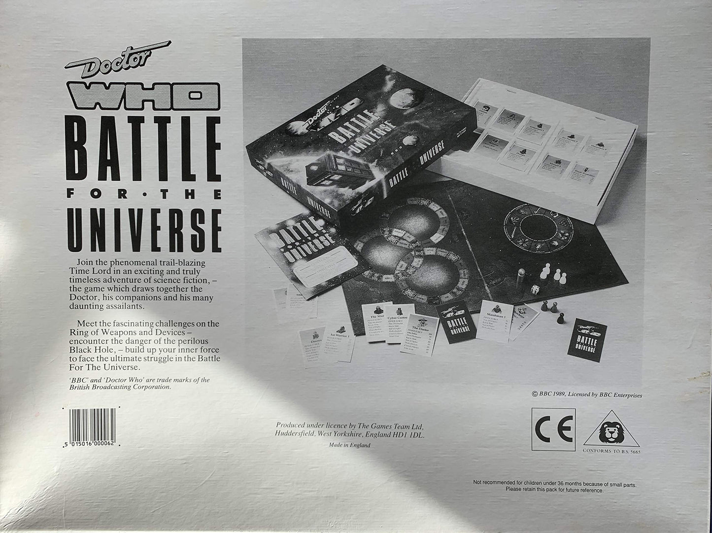 Vintage 1989 Doctor Dr Who The Battle For The Universe Board Game By The Games Team Ltd - Complete In The Original Box