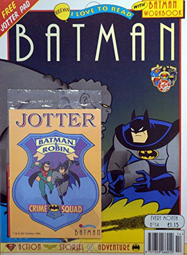 Vintage 1996 Issue Number 14 - Redan I Love To Read Batman Comic With Pull Out WorkBook Featuring Batman, Robin, Catwomen, Croc & Superman - Includes the Free Batman & Robin Jotter Pad
