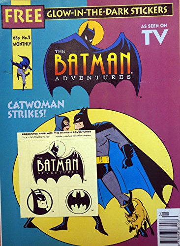 Vintage 1993 Issue Number No. 2 - Second Issue - The Batman Adventures Comic - Catwomen Strikes - As Seen On TV - Batman, Catwomen and The Joker - Includes the Free Glow In The Dark Stickers
